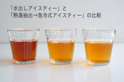 「水出しアイスティー」と「熱湯抽出→急冷式アイスティー」の比較